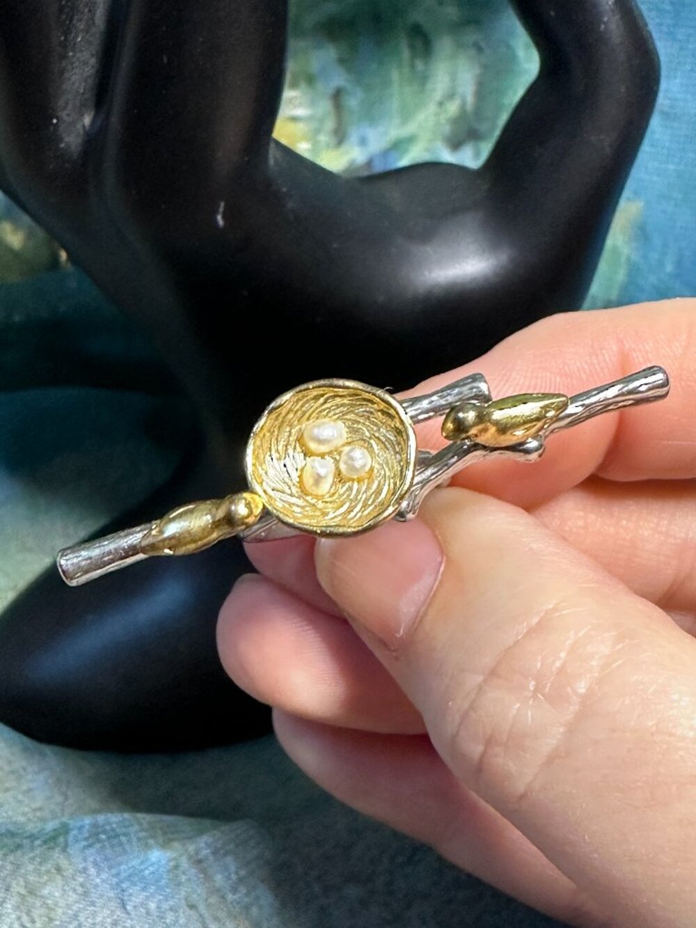 Chloe and Isabel RARE Bird Branch and Nest Mixed Metal Ring Size 6